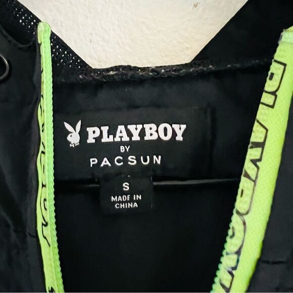 Playboy x Pacsun Men's Black/Green 1/2 Zip Windbreaker Jacket Size Small - Picture 8 of 9
